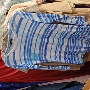 David Cline women’s 3/4 Length Sleeve Gold Blue Greys With Watercolor Tint